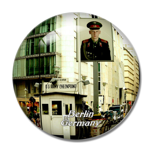 Germany Checkpoint Charlie Berlin 3D Fridge Magnet Crystal Glass