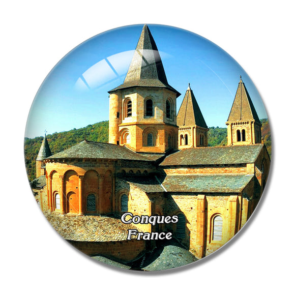 Conques France Eglise Abbatiale Sainte-Foy 3D Fridge Magnet Crystal Glass