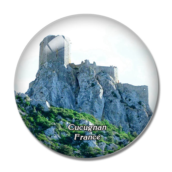 Cucugnan France Chateau de Queribus 3D Fridge Magnet Crystal Glass