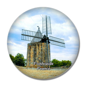 Fontvieille France Moulin de Daudet 3D Fridge Magnet Crystal Glass