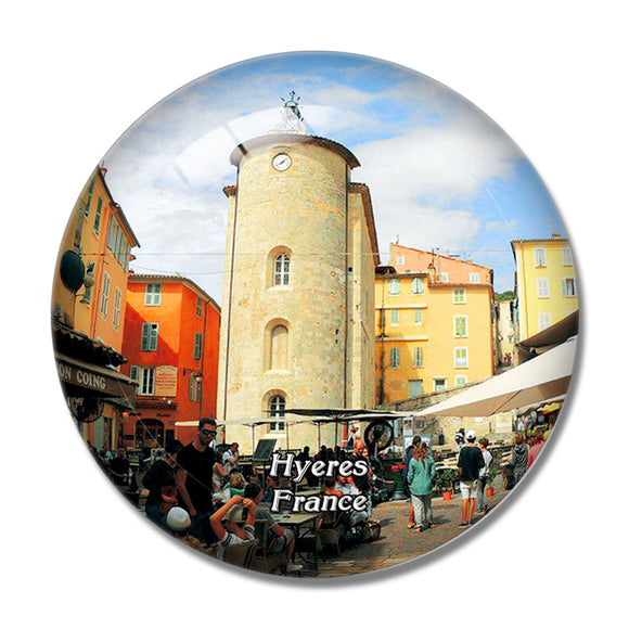 Hyeres France Vieille Ville 3D Fridge Magnet Crystal Glass