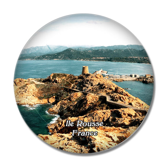 Ile Rousse France Phare de la Pietra 3D Fridge Magnet Crystal Glass