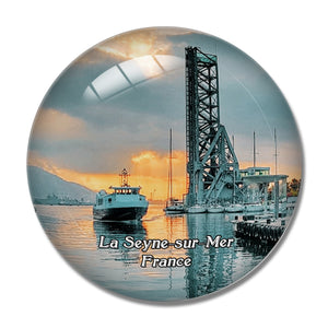 La Seyne-sur-Mer France Le Pont de la Seyne 3D Fridge Magnet Crystal Glass