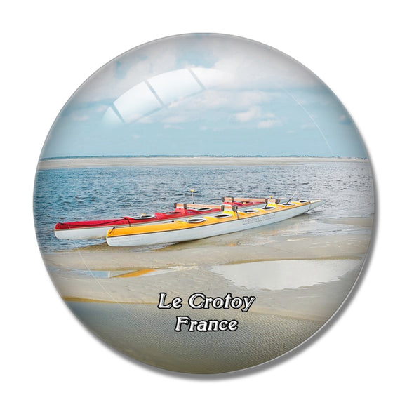 Le Crotoy France Excursions en Pirogues 3D Fridge Magnet Crystal Glass