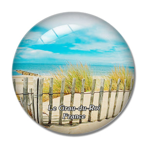 Le Grau-du-Roi France Espiguette Beach 3D Fridge Magnet Crystal Glass