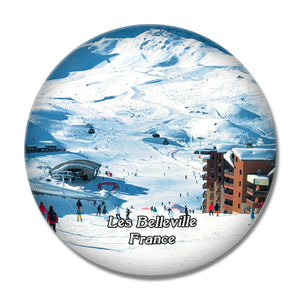 Les Belleville France Domaine Skiable de Val Thorens 3D Fridge Magnet Crystal Glass