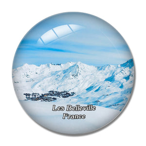 Les Belleville France Ski Cool 3D Fridge Magnet Crystal Glass