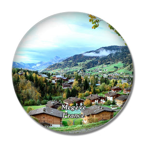 Megeve France Le Chemin du Calvaire 3D Fridge Magnet Crystal Glass