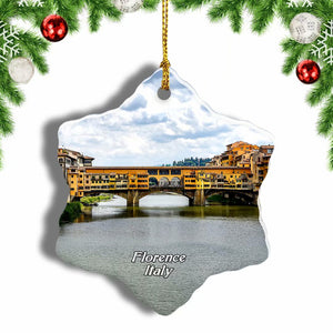 Italy Old Bridge Florence Christmas Ornament 3 Inches Snow