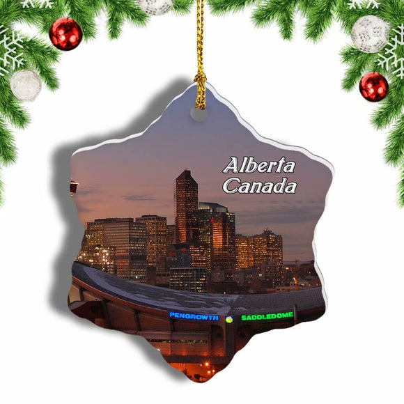 Canada Alberta skyline calgary Christmas Ornament 3 Inches Snow