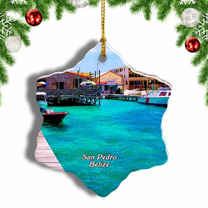 Belize San Pedro Christmas Ornament 3 Inches Snow