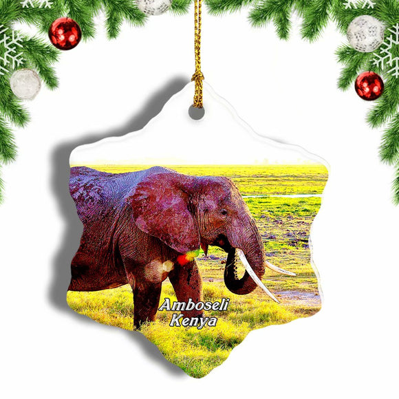 Ambosele Nation Park Amboseli Kenya Christmas Ornament 3 Inches Snow