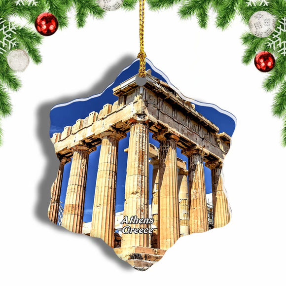 Greece Parthenon Athens Christmas Ornament 3 Inches Snow