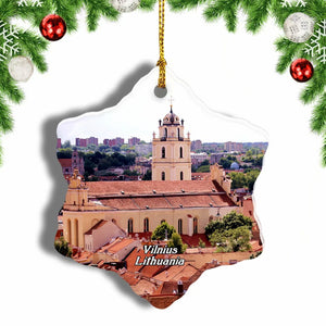 Old Town Vilnius Lithuania Christmas Ornament 3 Inches Snow