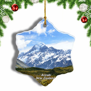 New Zealand Aoraki Mount Cook Christmas Ornament 3 Inches Snow