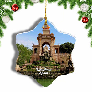 Spain Ciutadella Park Barcelona Christmas Ornament 3 Inches Snow