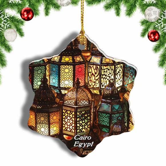 Egypt Cairo Lamps Christmas Ornament 3 Inches Snow