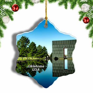 USA America Oklahoma City National Memorial & Museum Christmas Ornament 3 Inches Snow