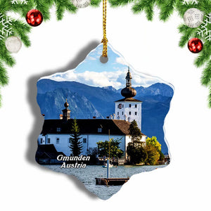 Austria Gmunden Castle Venue Christmas Ornament 3 Inches Snow