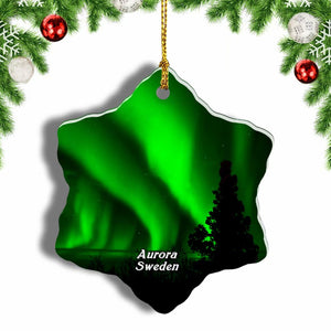 Sweden Abisko Aurora Christmas Ornament 3 Inches Snow