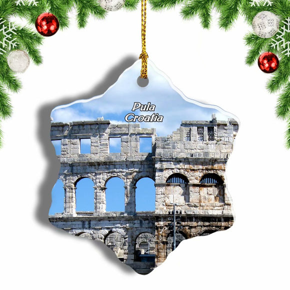 Croatia The Arena in Pula Christmas Ornament 3 Inches Snow