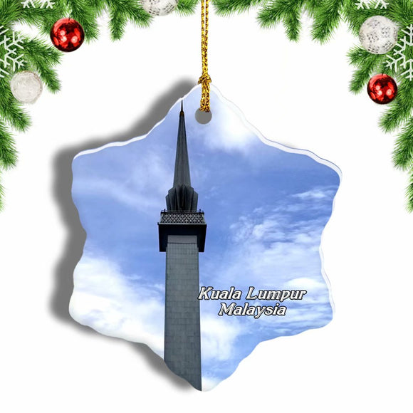 Malaysia National Mosque Kuala Lumpur Christmas Ornament 3 Inches Snow