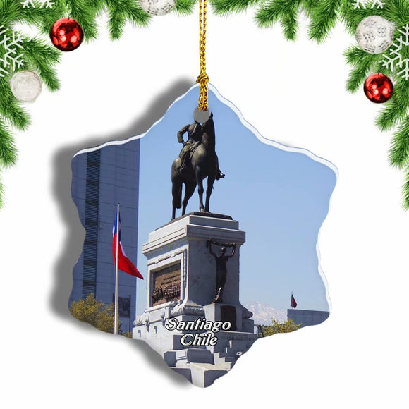 Monument General Baquedano Santiago Chile Christmas Ornament 3 Inches Snow