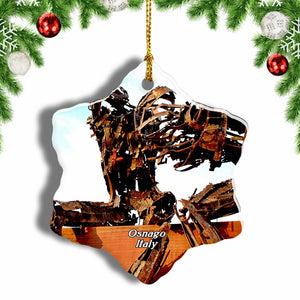 Rusty Robot Osnago Italy Christmas Ornament 3 Inches Snow