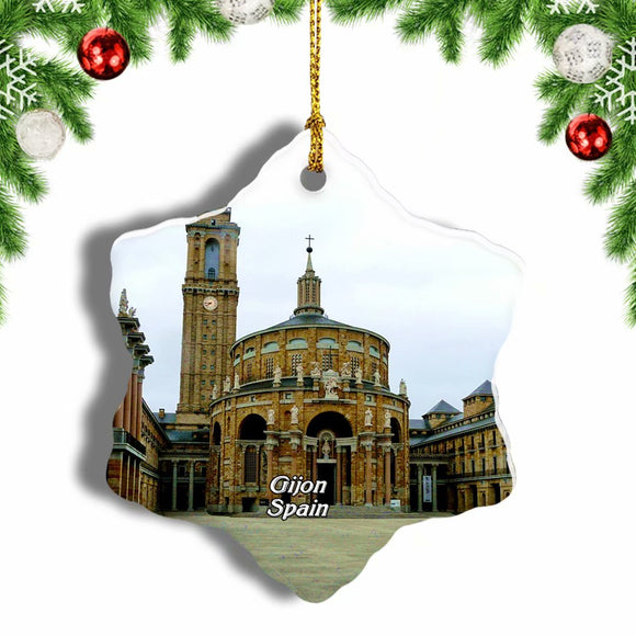 Spain San Pedro Church Gijon Christmas Ornament 3 Inches Snow