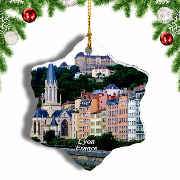 France Old Town Lyon Christmas Ornament 3 Inches Snow