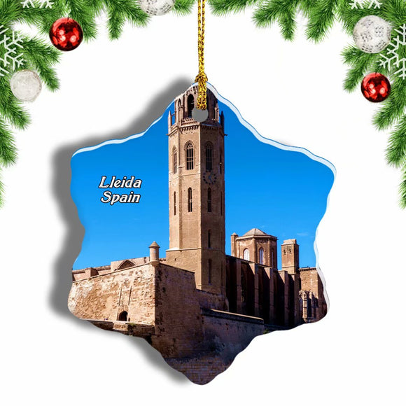 Spain Gardeny Castle Lleida Christmas Ornament 3 Inches Snow