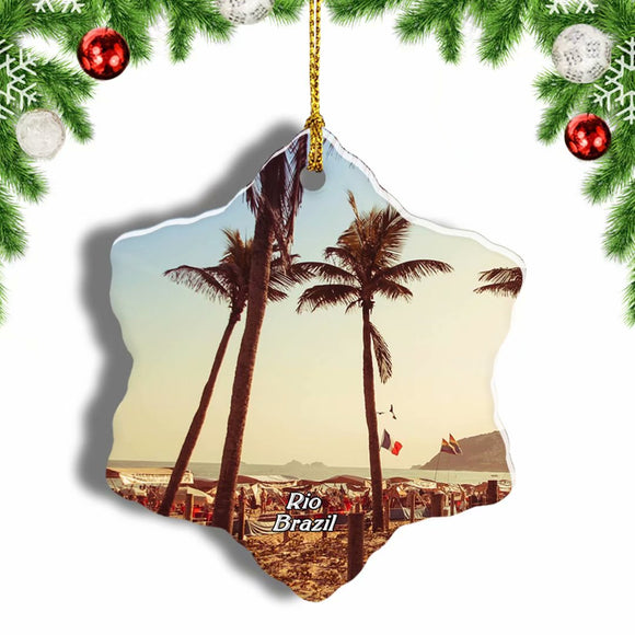 Brazil Ipanema Beach Rio de Janeiro Christmas Ornament 3 Inches Snow