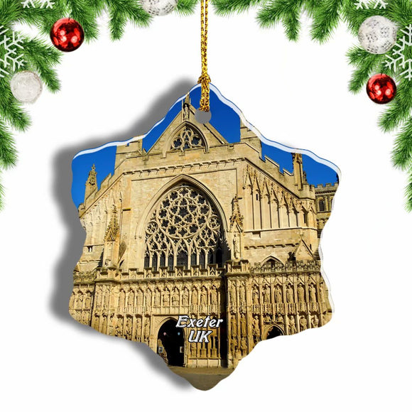 UK England Exeter Cathedral Christmas Ornament 3 Inches Snow