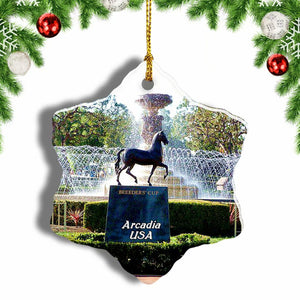 America USA Santa Anita Race Park Arcadia Christmas Ornament 3 Inches Snow