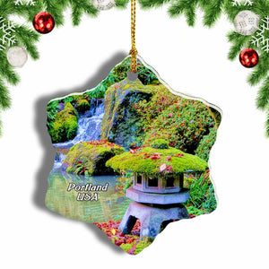 USA America The Grotto Portland Christmas Ornament 3 Inches Snow