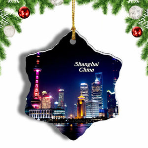 China The Bund Shanghai Christmas Ornament 3 Inches Snow