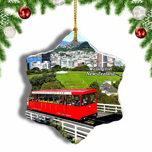 New Zealand Wellington Cable Car Christmas Ornament 3 Inches Snow