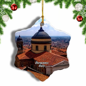 bergamo Italy Christmas Ornament 3 Inches Snow