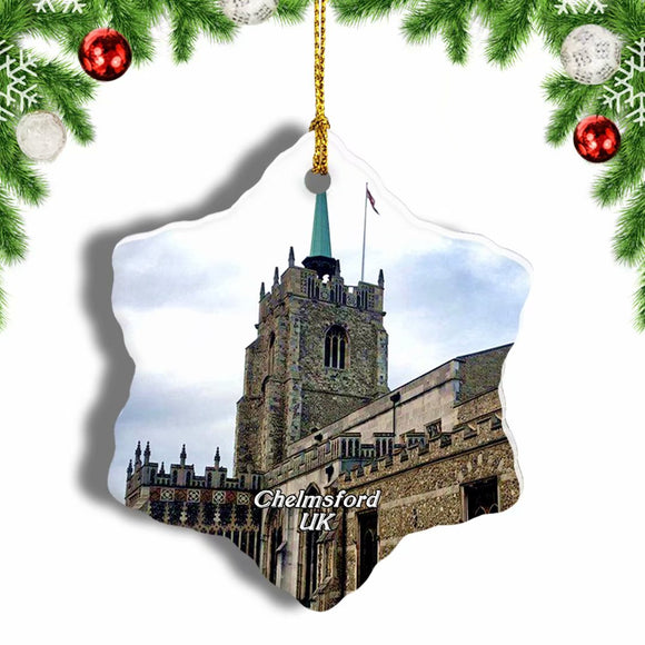 UK England Chelmsford Cathedral Christmas Ornament 3 Inches Snow