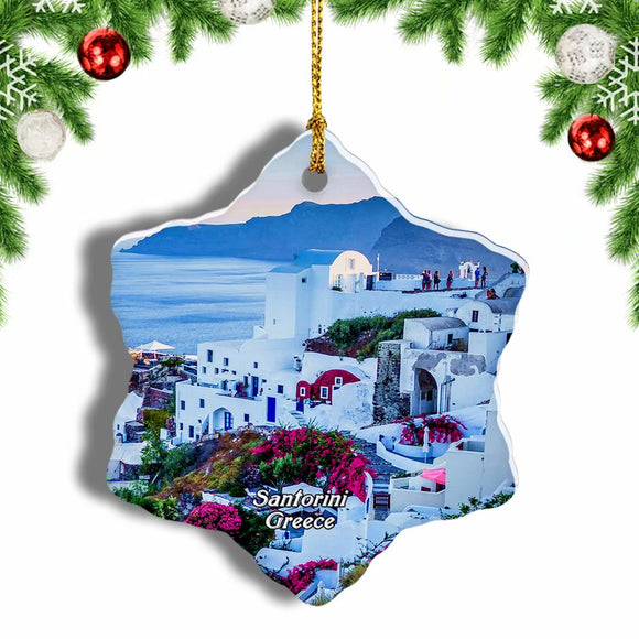 Greece Oia Santorini Christmas Ornament 3 Inches Snow