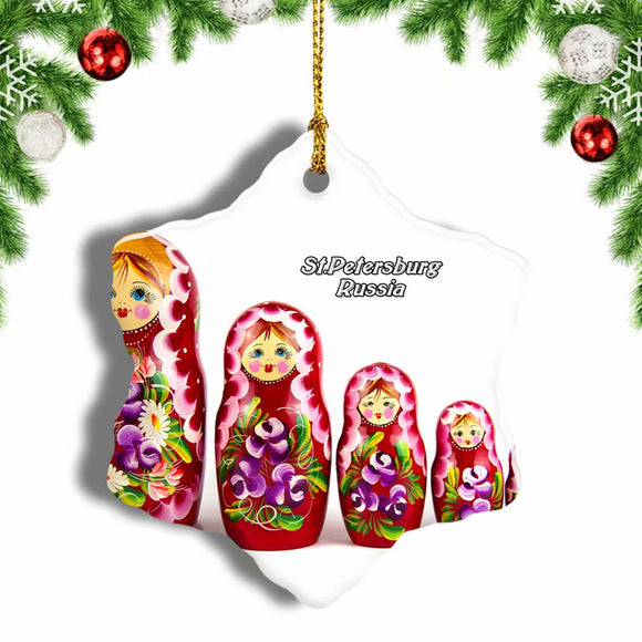 Russia Matrioshka St. Petersburg Christmas Ornament 3 Inches Snow