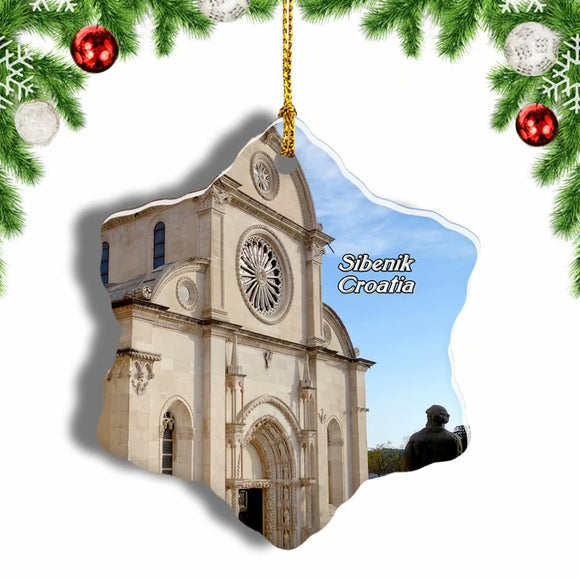 Croatia The Cathedral of St James in Sibenik Christmas Ornament 3 Inches Snow