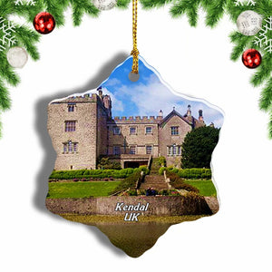 UK England Sizergh Castle Kendal Christmas Ornament 3 Inches Snow