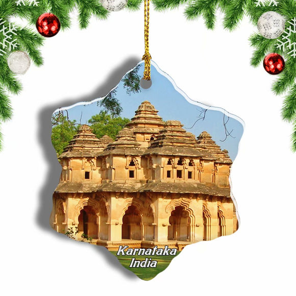 India Lotus Mahal Karnataka Christmas Ornament 3 Inches Snow