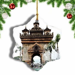 Laos Vientiane Monument Christmas Ornament 3 Inches Snow