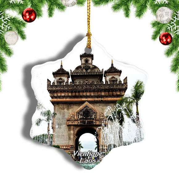 Laos Vientiane Monument Christmas Ornament 3 Inches Snow