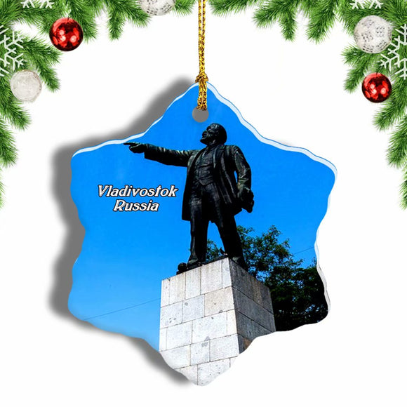 Russia Lenin's Monumen Vladivostok Christmas Ornament 3 Inches Snow