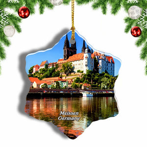 Germany Meissen Cathedral Castle Christmas Ornament 3 Inches Snow