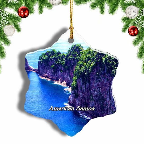 American Samoa Christmas Ornament 3 Inches Snow