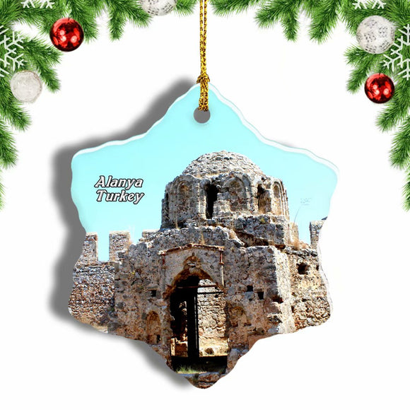 Turkey  Byzantine Castle Antalya Alanya Christmas Ornament 3 Inches Snow